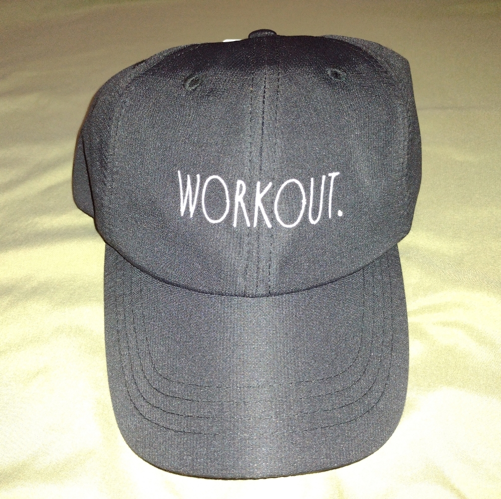 Rae Dunn "WORKOUT" Black Baseball Cap NWT